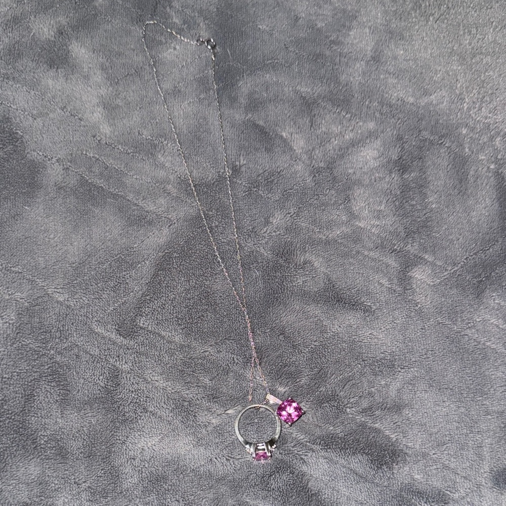 Kay Jewelers Pink Gemstone Necklace and Ring Set